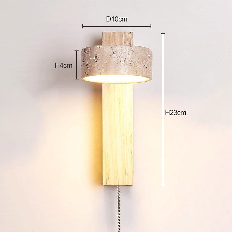 Wabi-Sabi Travertine Shield Wall Light