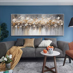 Gold and White Blossom Painting