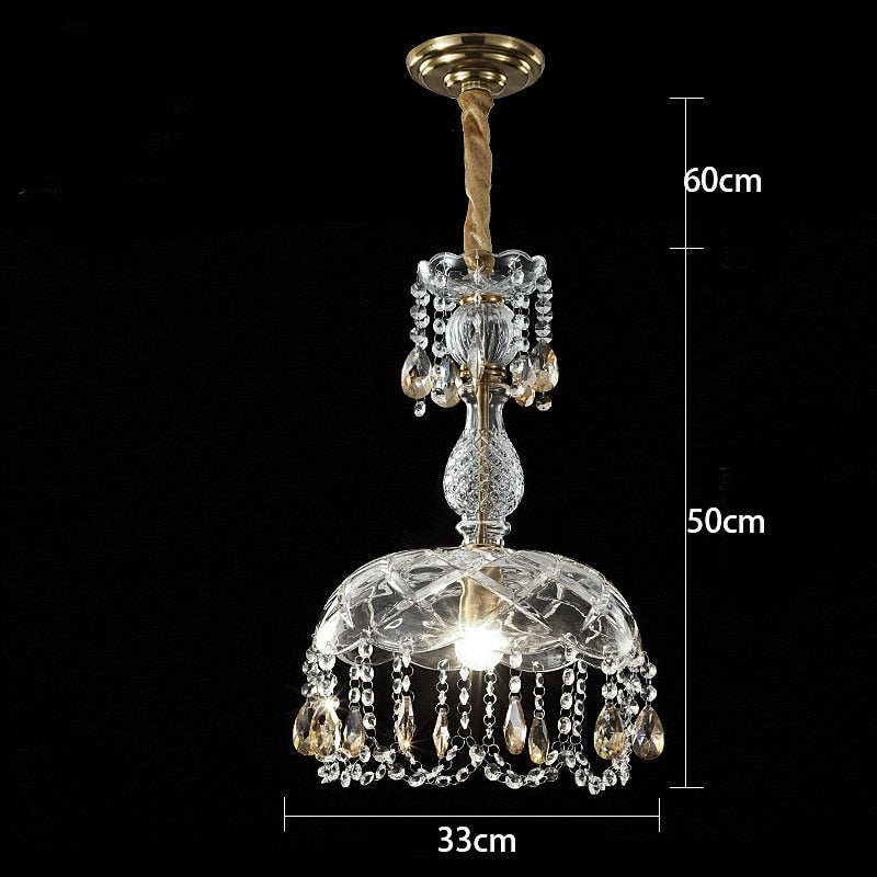 Vintage Crystal Teardrop Pendant Light