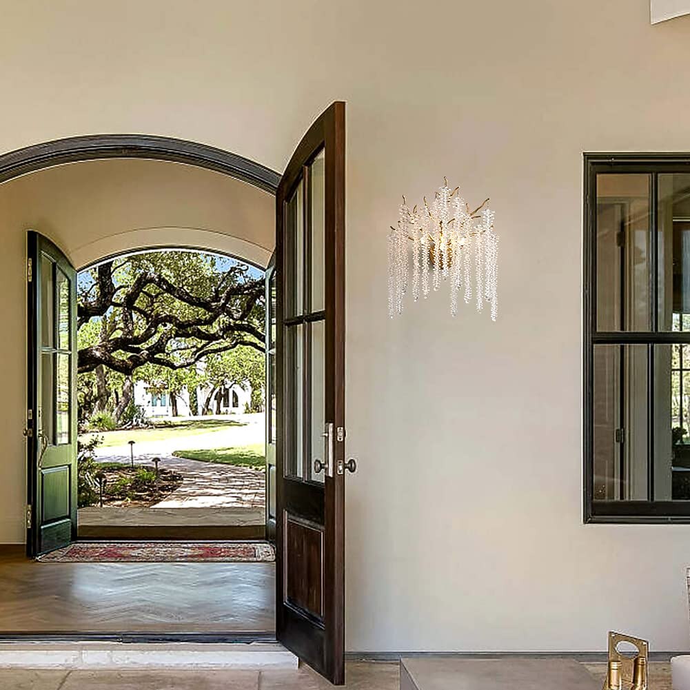 Modern Crystal Cascade Wall Light