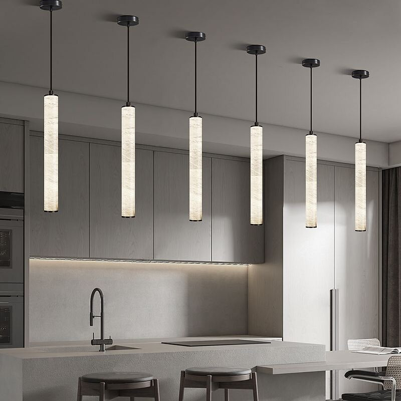 Wabi-Sabi Marble Cylinder Pendant Light