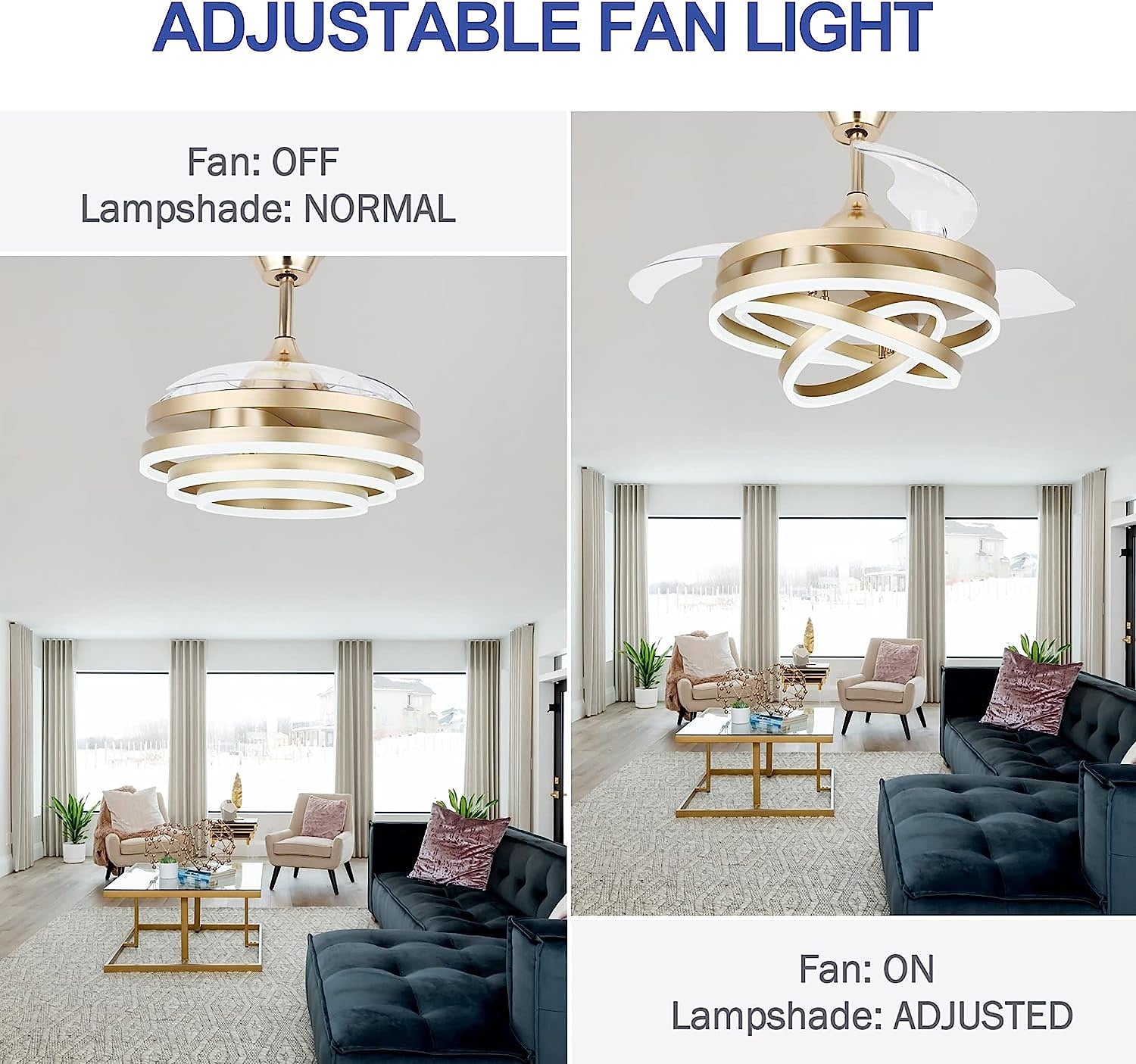 Modern Metal Ring-Fan Ceiling Fan Light