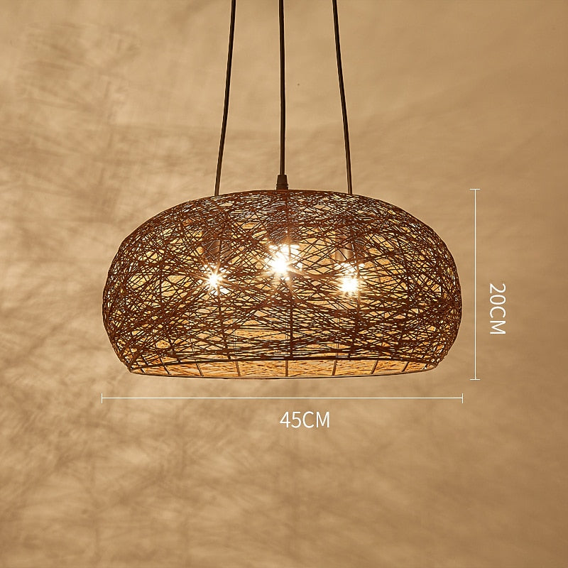 Boho Rattan Dome Pendant Light
