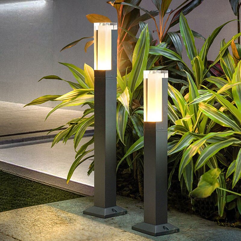Modern Metal Bollard Post Light