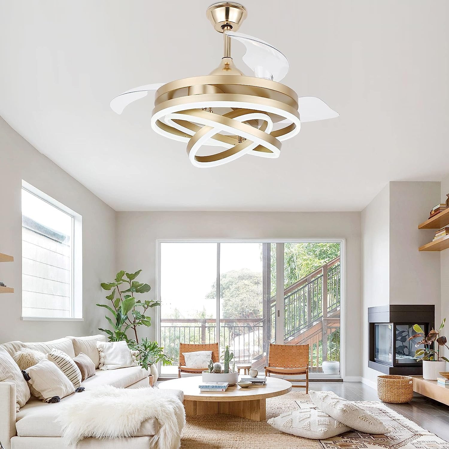 Modern Metal Ring-Fan Ceiling Fan Light