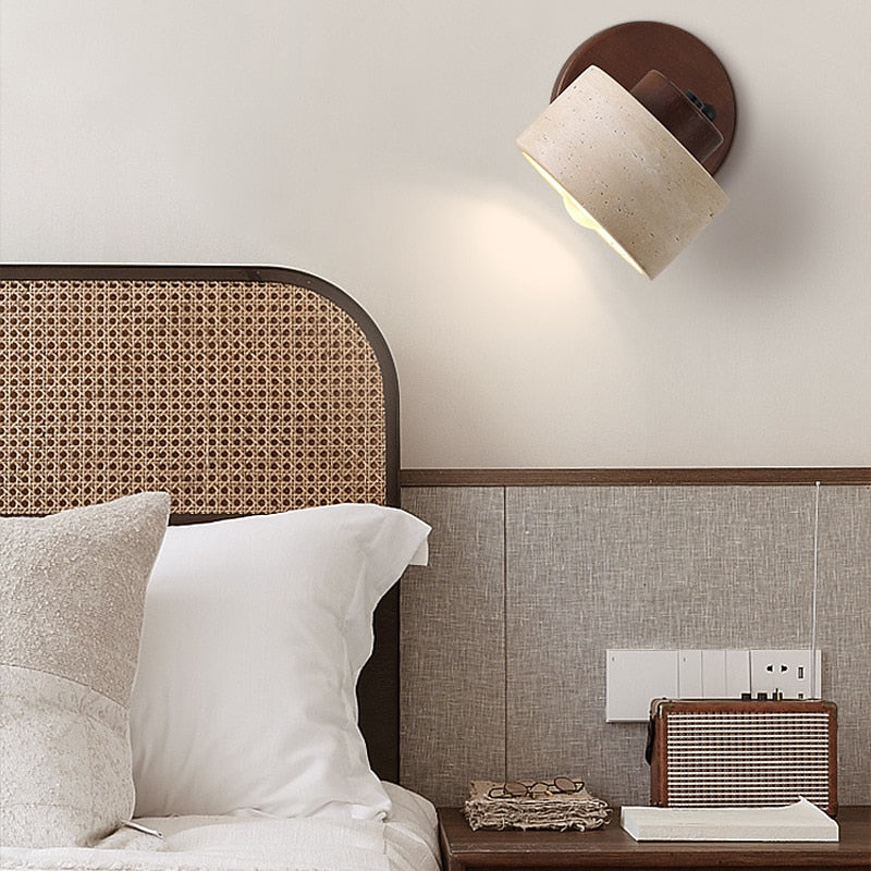 Wabi-Sabi Travertine Cylinder Wall Light
