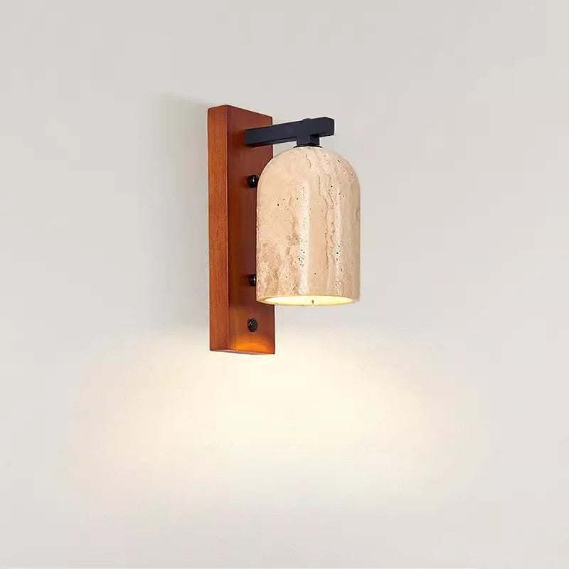 Wabi-Sabi Travertine Cylinder Wall Light