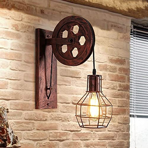 Industrial Metal Pulley-Lantern Wall Light