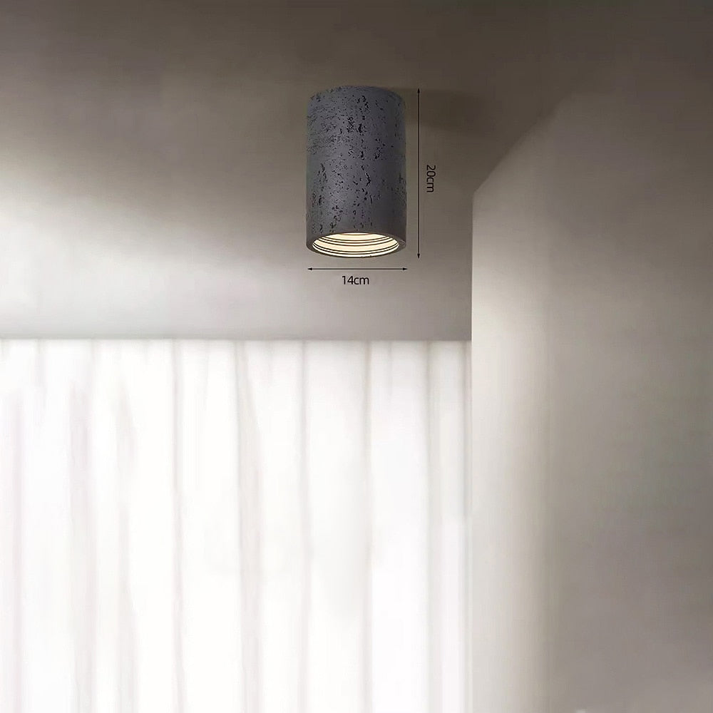 Wabi-Sabi Travertine Cylinder Ceiling Light