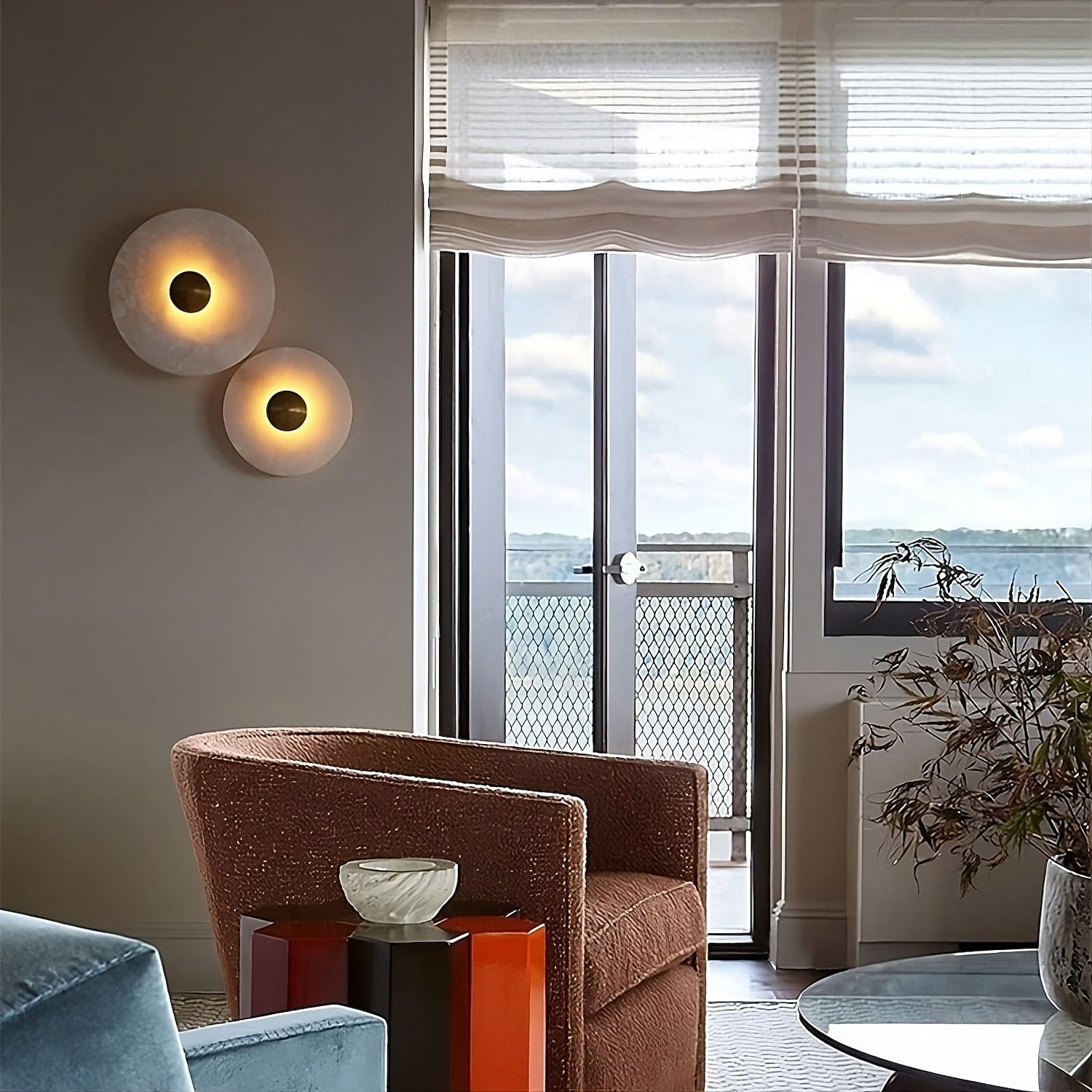Modern Marble Disc Wall Light