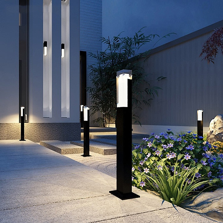 Modern Metal Bollard Post Light