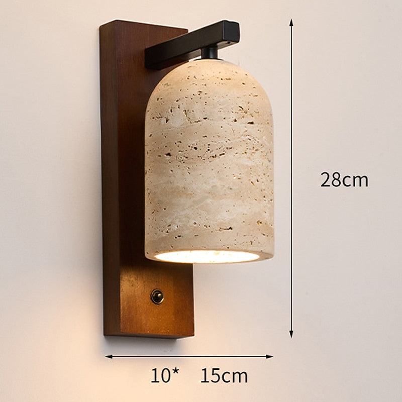 Wabi-Sabi Travertine Cylinder Wall Light