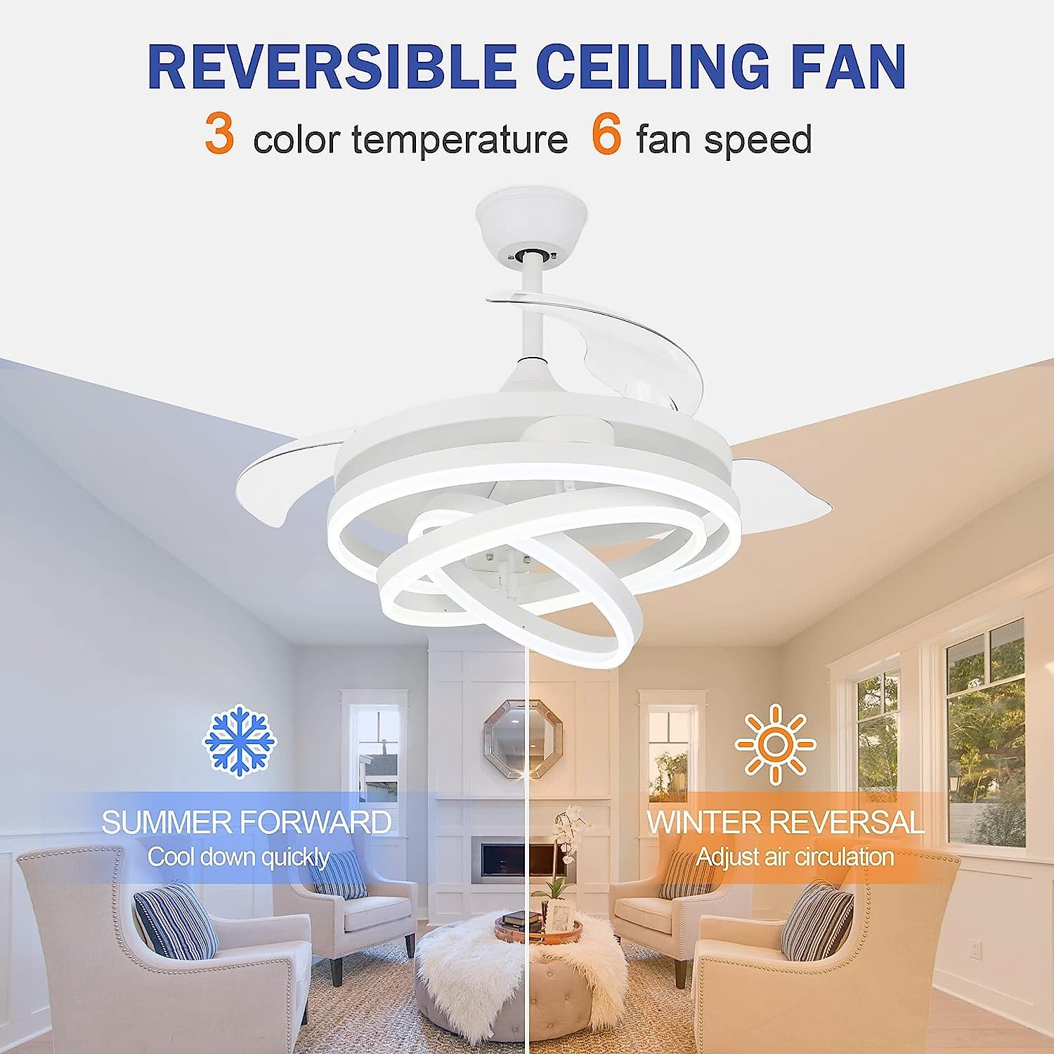 Modern Metal Ring-Fan Ceiling Fan Light