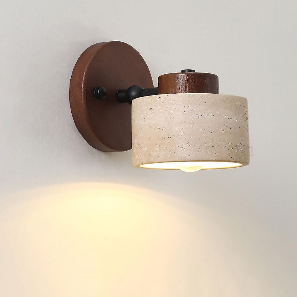 Wabi-Sabi Travertine Cylinder Wall Light