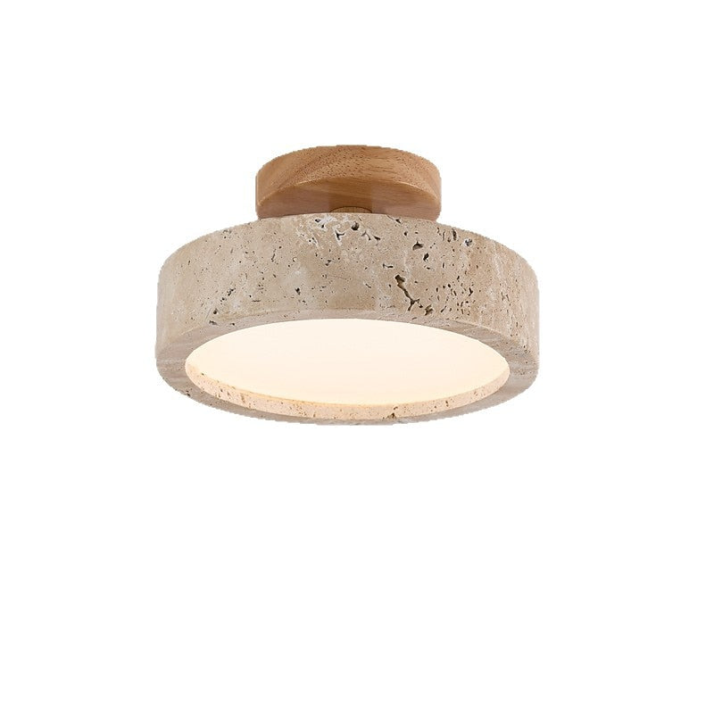 Wabi-Sabi Travertine Cylinder Ceiling Light