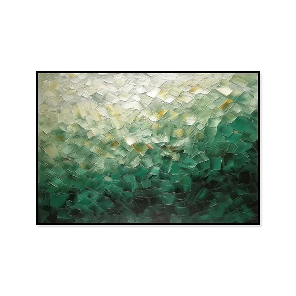 Emerald Mosaic Textured Painting
