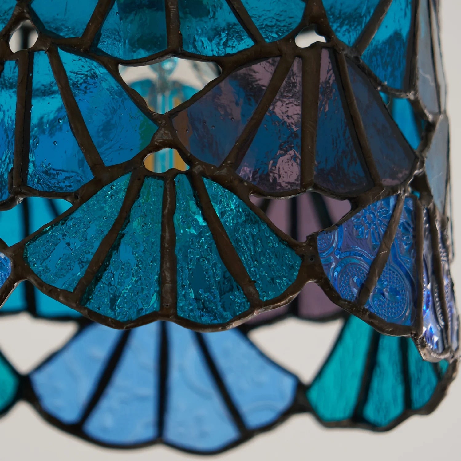 Vintage Stained-Glass Cylinder Ceiling Light