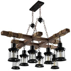 Rustic Metal Glass Multi-Light Chandelier