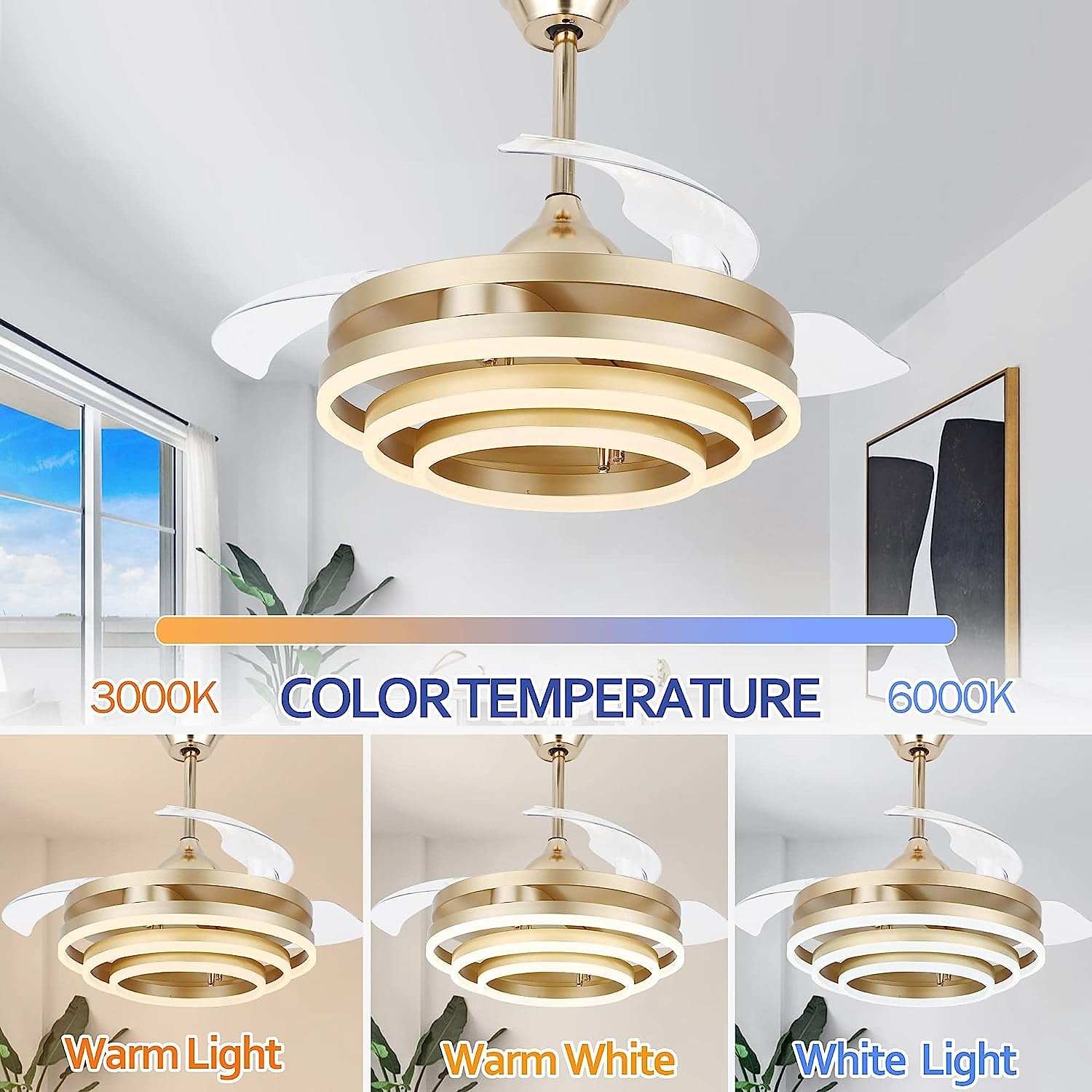 Modern Metal Ring-Fan Ceiling Fan Light