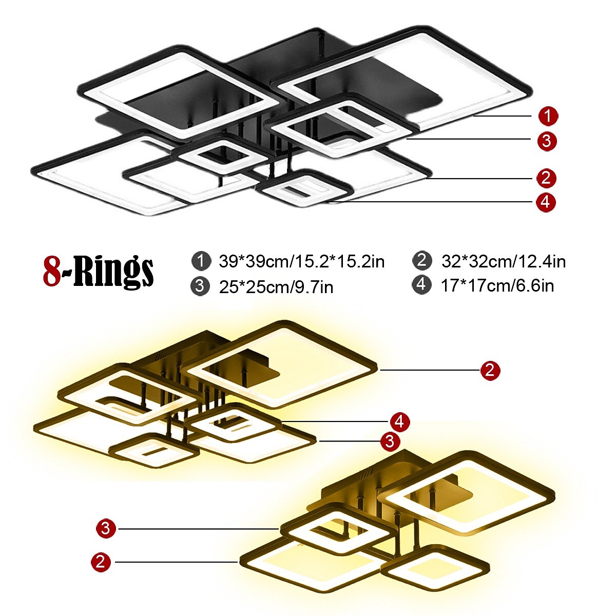 Modern Acrylic Square-Frame Ceiling Light