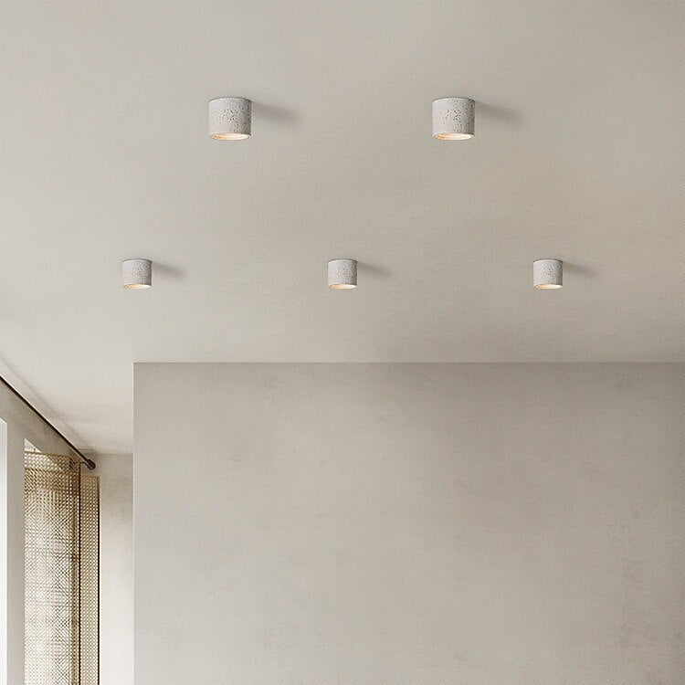 Wabi-Sabi Travertine Drum Ceiling Light