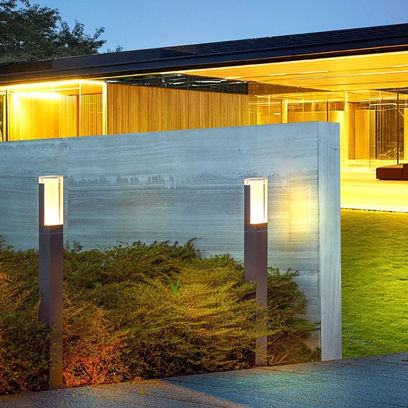Modern Metal Bollard Post Light