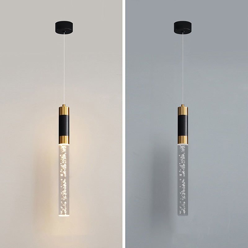 Modern Crystal Cylinder Pendant Light