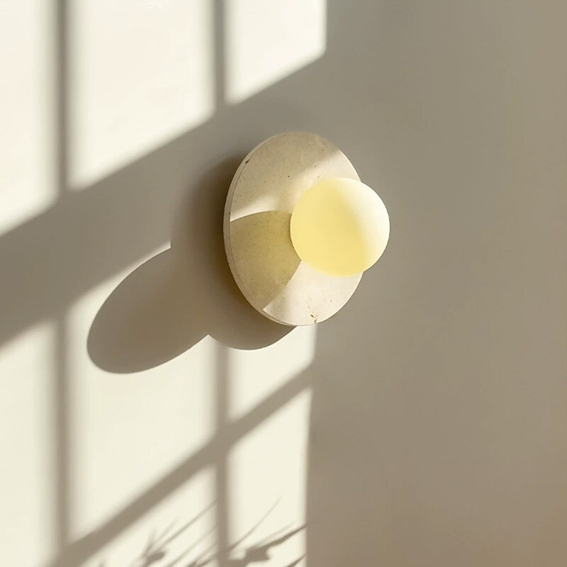 Wabi-Sabi Travertine Disc Wall Light