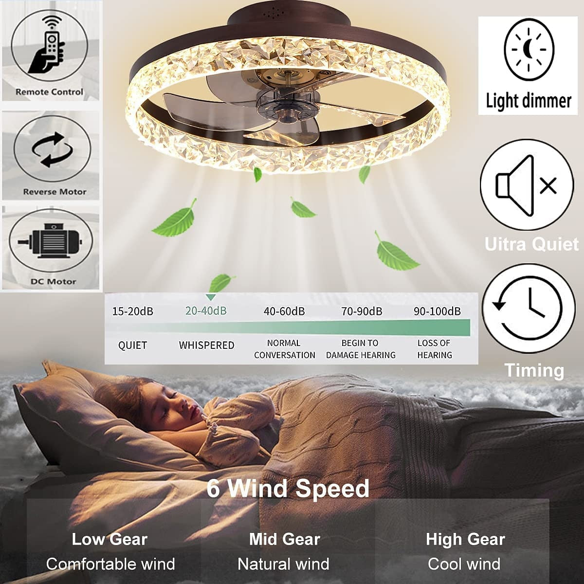 Modern Metal Ring-Fan Ceiling Fan Light