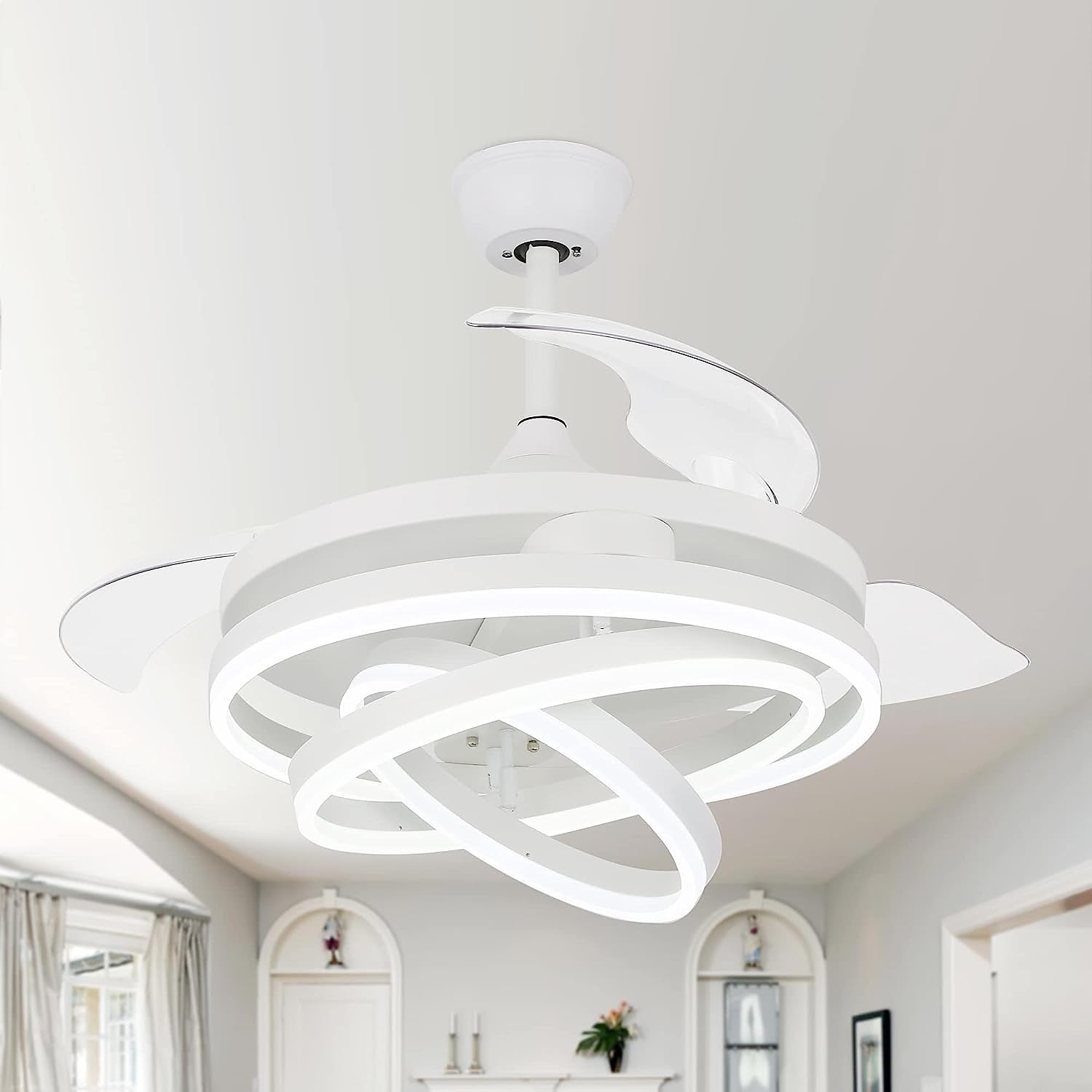 Modern Metal Ring-Fan Ceiling Fan Light