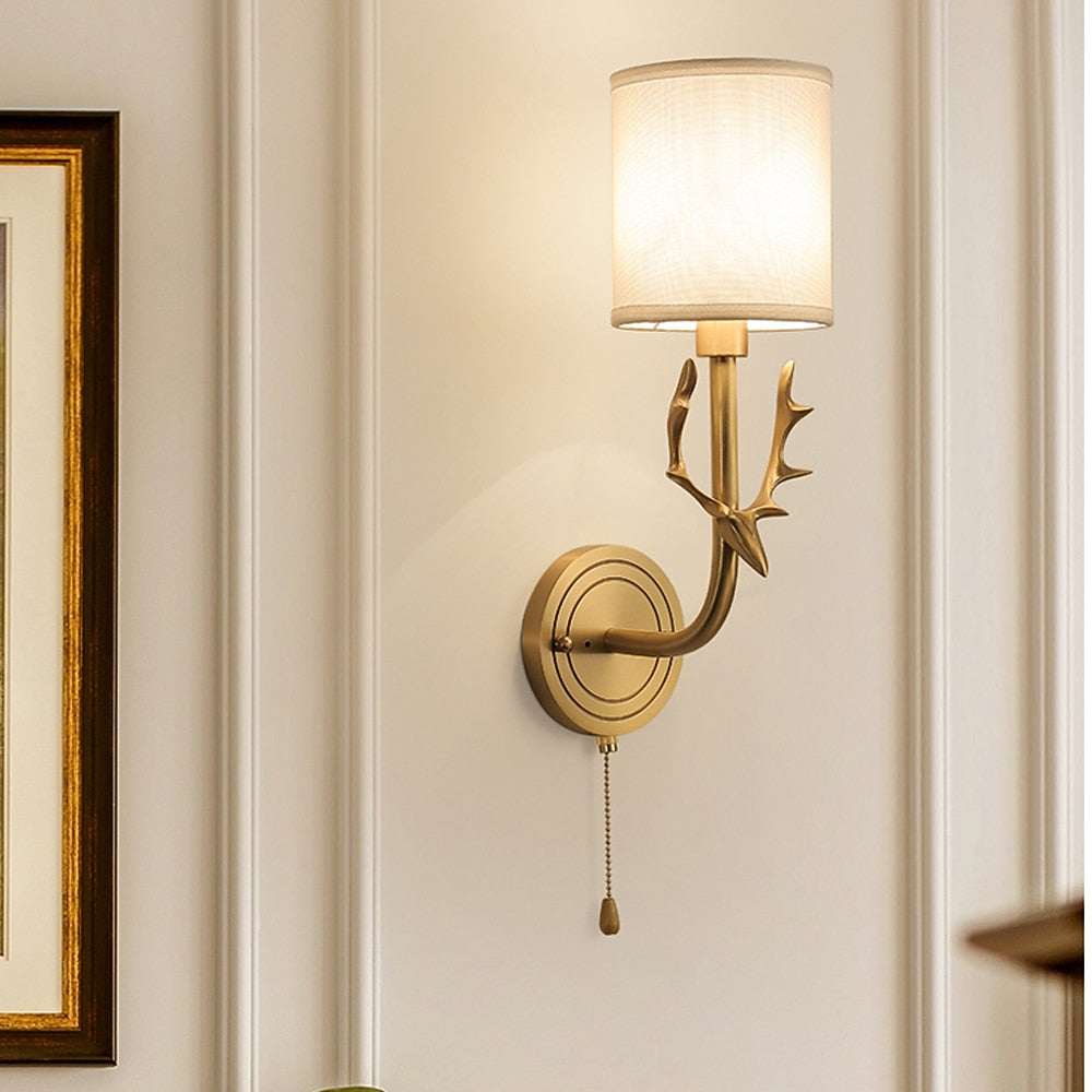 Vintage Fabric Antler Wall Light