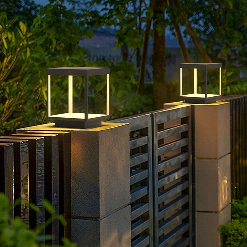 Modern Metal Square Post Light