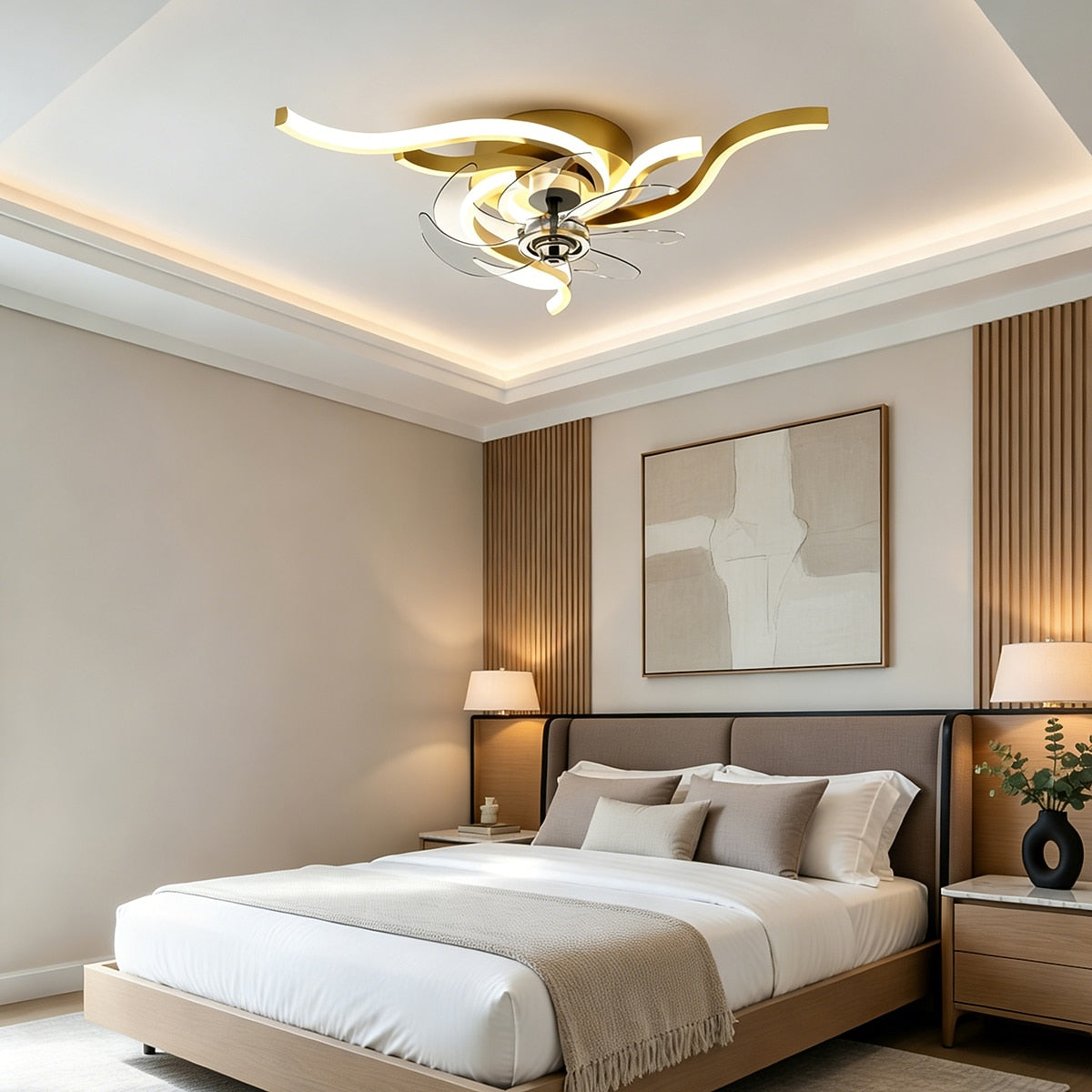 Modern Metal Blade-Fan Ceiling Fan Light