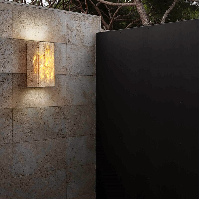 Wabi-Sabi Travertine Cube Wall Light