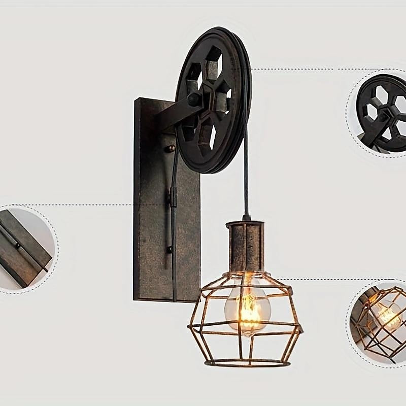 Industrial Metal Pulley-Lantern Wall Light