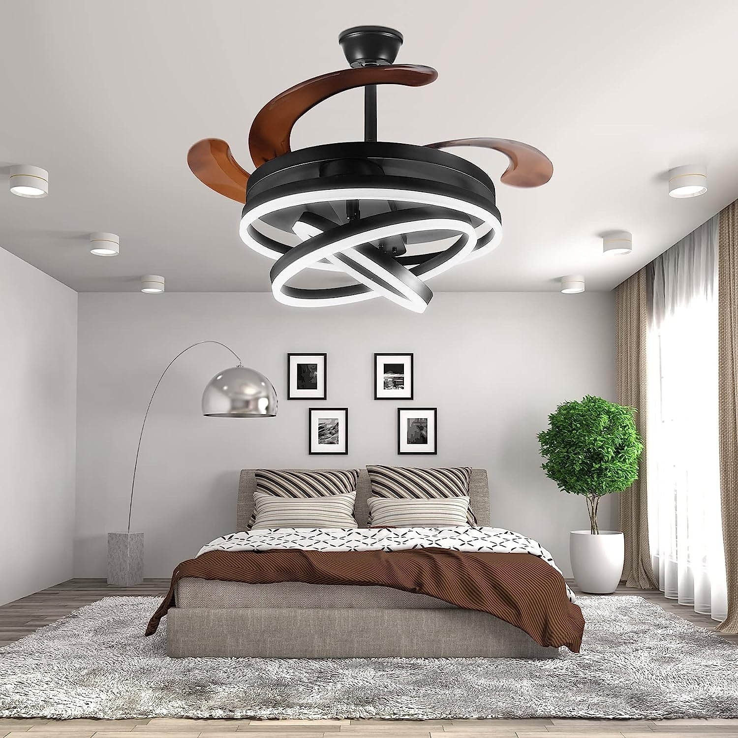 Modern Metal Ring-Fan Ceiling Fan Light