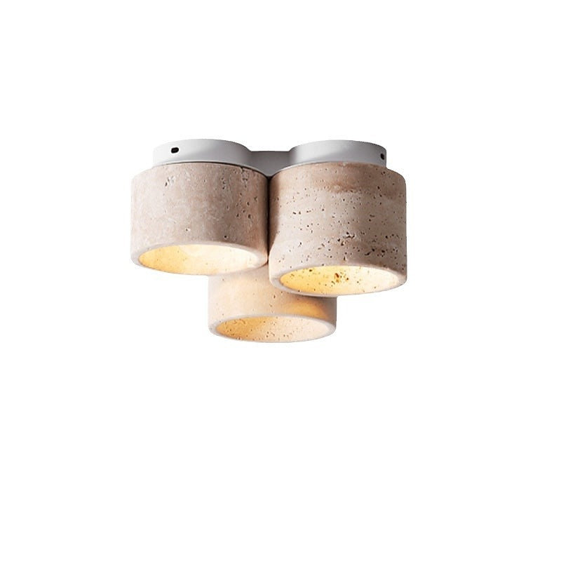 Wabi-Sabi Travertine Drum Ceiling Light