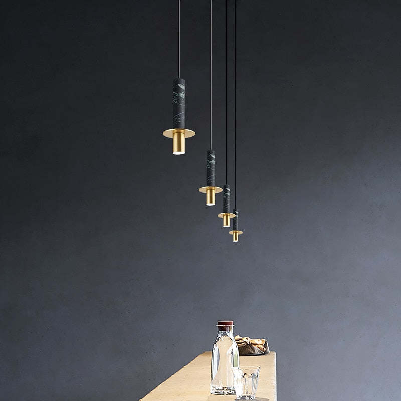 Modern Marble Cylinder Pendant Light