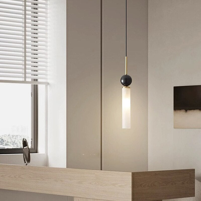 Modern Marble Cylinder Pendant Light