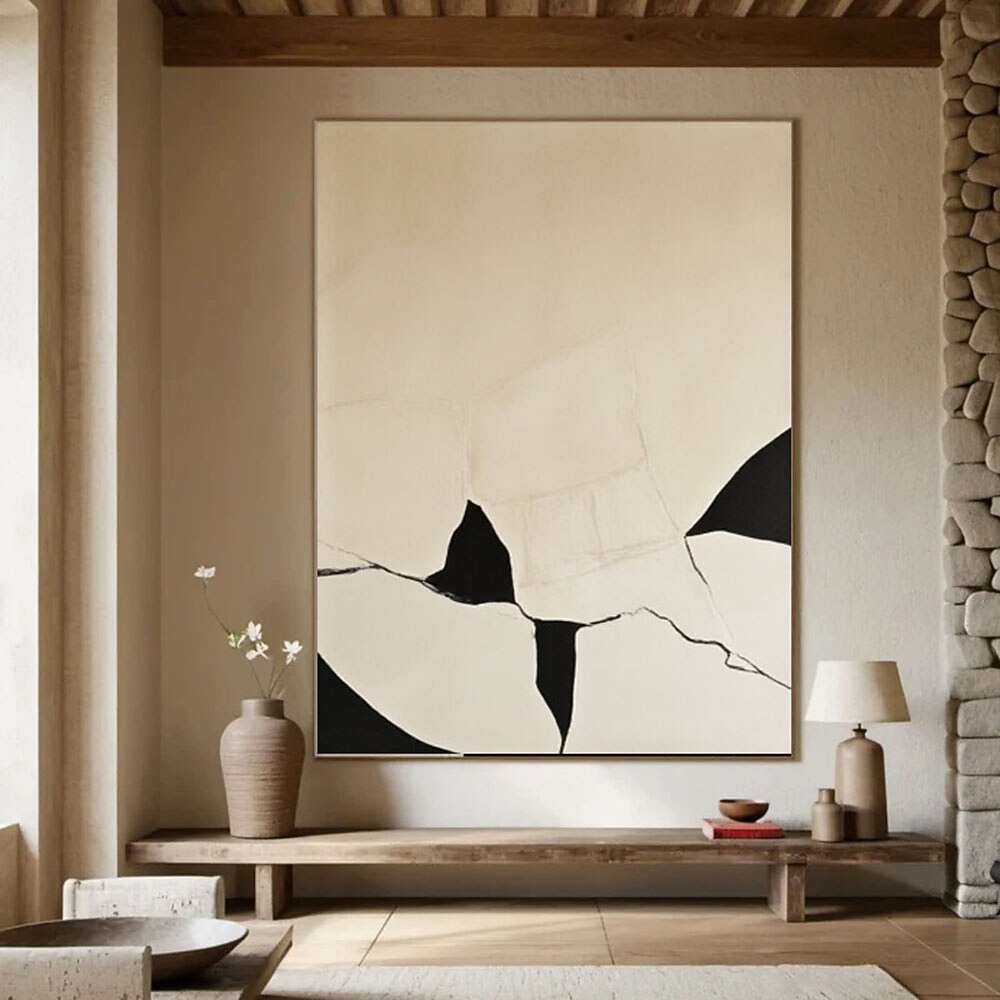 Black and Beige Organic Abstract Painting
