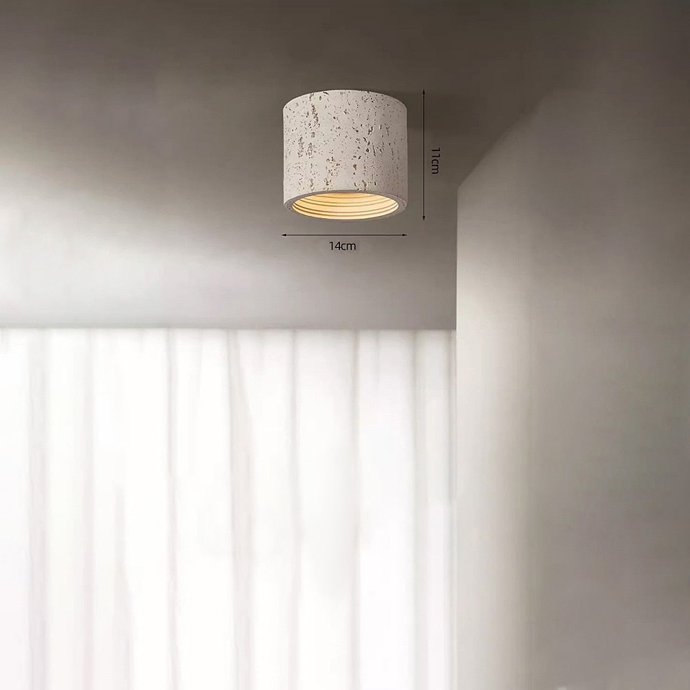 Wabi-Sabi Travertine Cylinder Ceiling Light