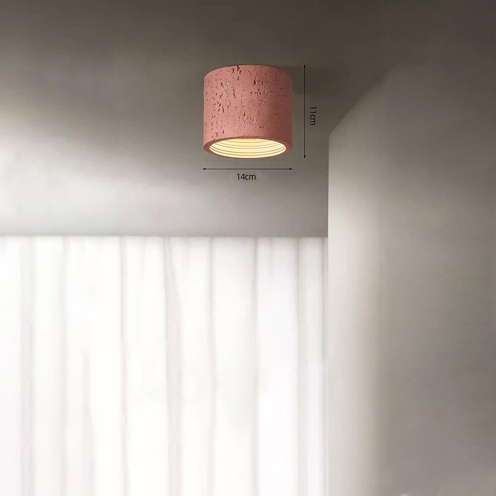 Wabi-Sabi Travertine Cylinder Ceiling Light