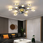 Modern Metal Sputnik Ceiling Fan Light