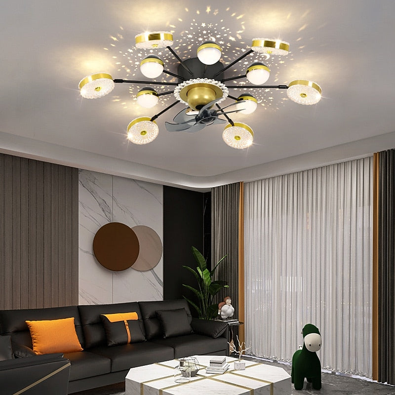 Modern Metal Sputnik Ceiling Fan Light