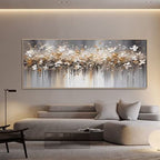 Gold and White Blossom Painting