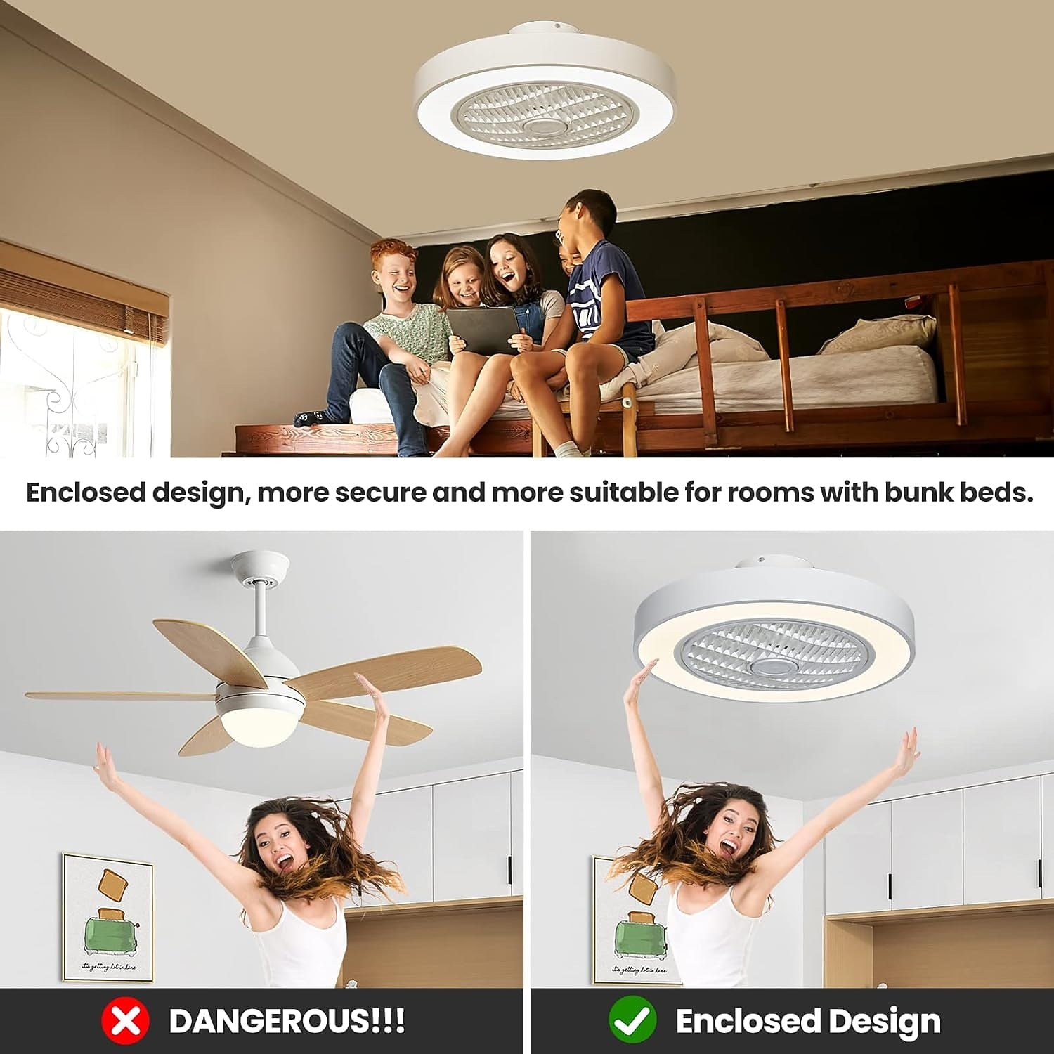 Modern Metal Ring-Fan Ceiling Fan Light