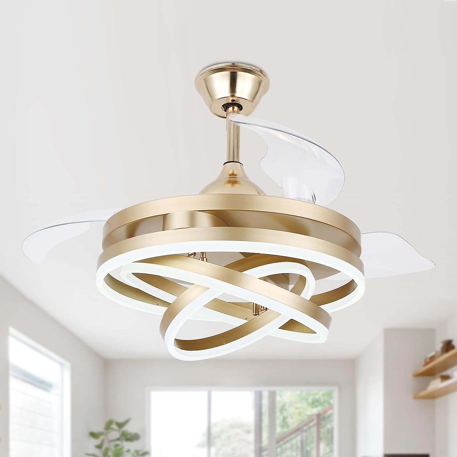 Modern Metal Ring-Fan Ceiling Fan Light