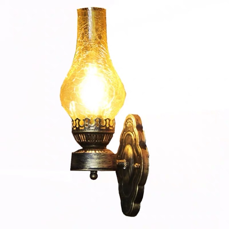 Vintage Metal Hurricane-Lantern Wall Light