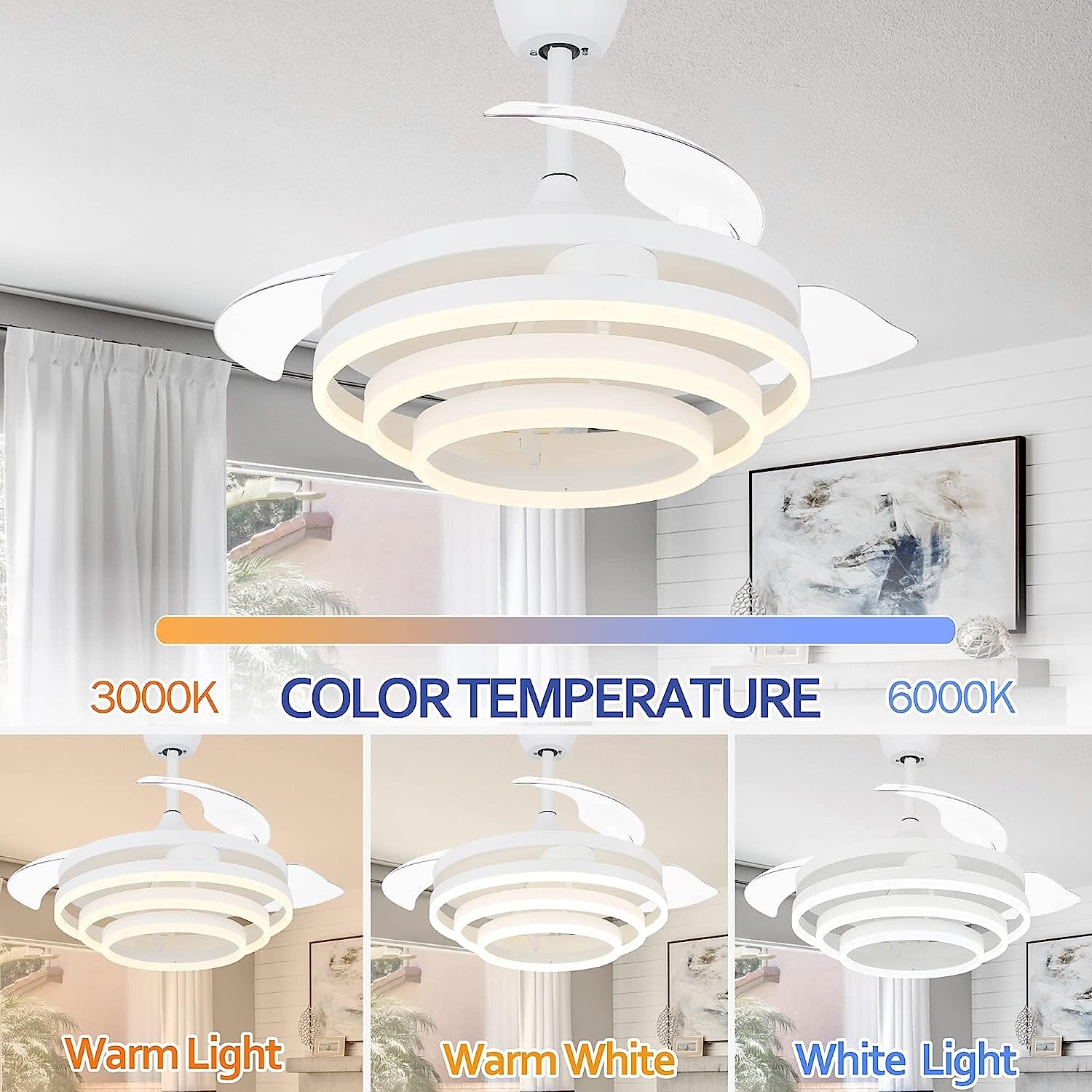 Modern Metal Ring-Fan Ceiling Fan Light