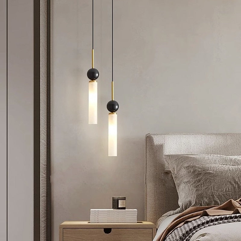 Modern Marble Cylinder Pendant Light